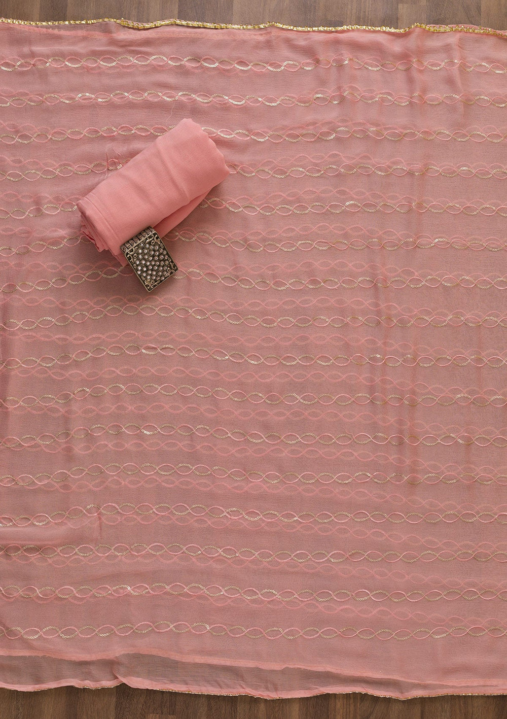 Pink Zariwork Georgette Unstitched Salwar Suit-Koskii