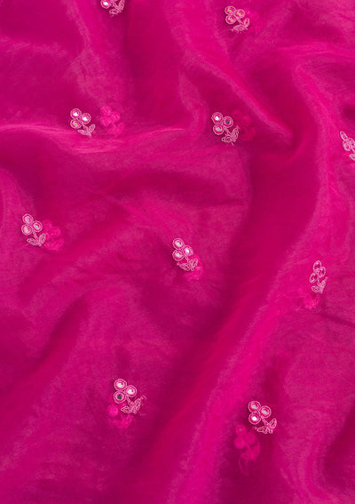 Rani Pink Threadwork Net Dupatta-Koskii