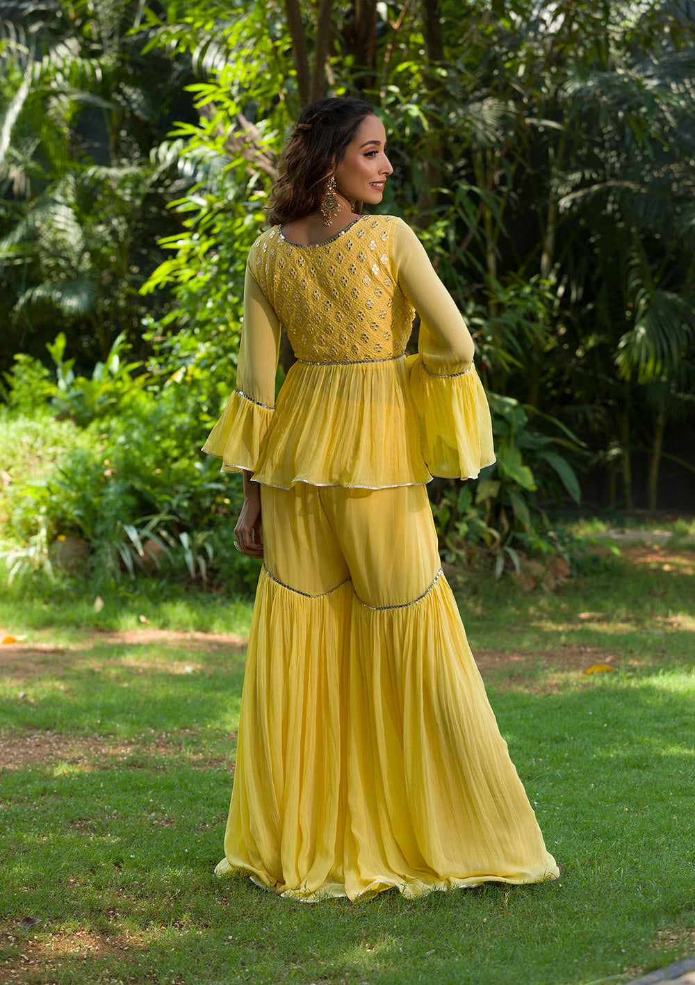 Yellow Gotapatti Georgette Readymade Salwar Kameez-Koskii