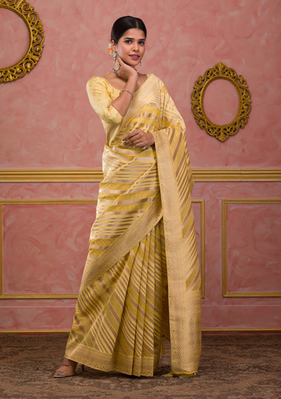 Yellow Zariwork Banarasi Silk Saree-Koskii