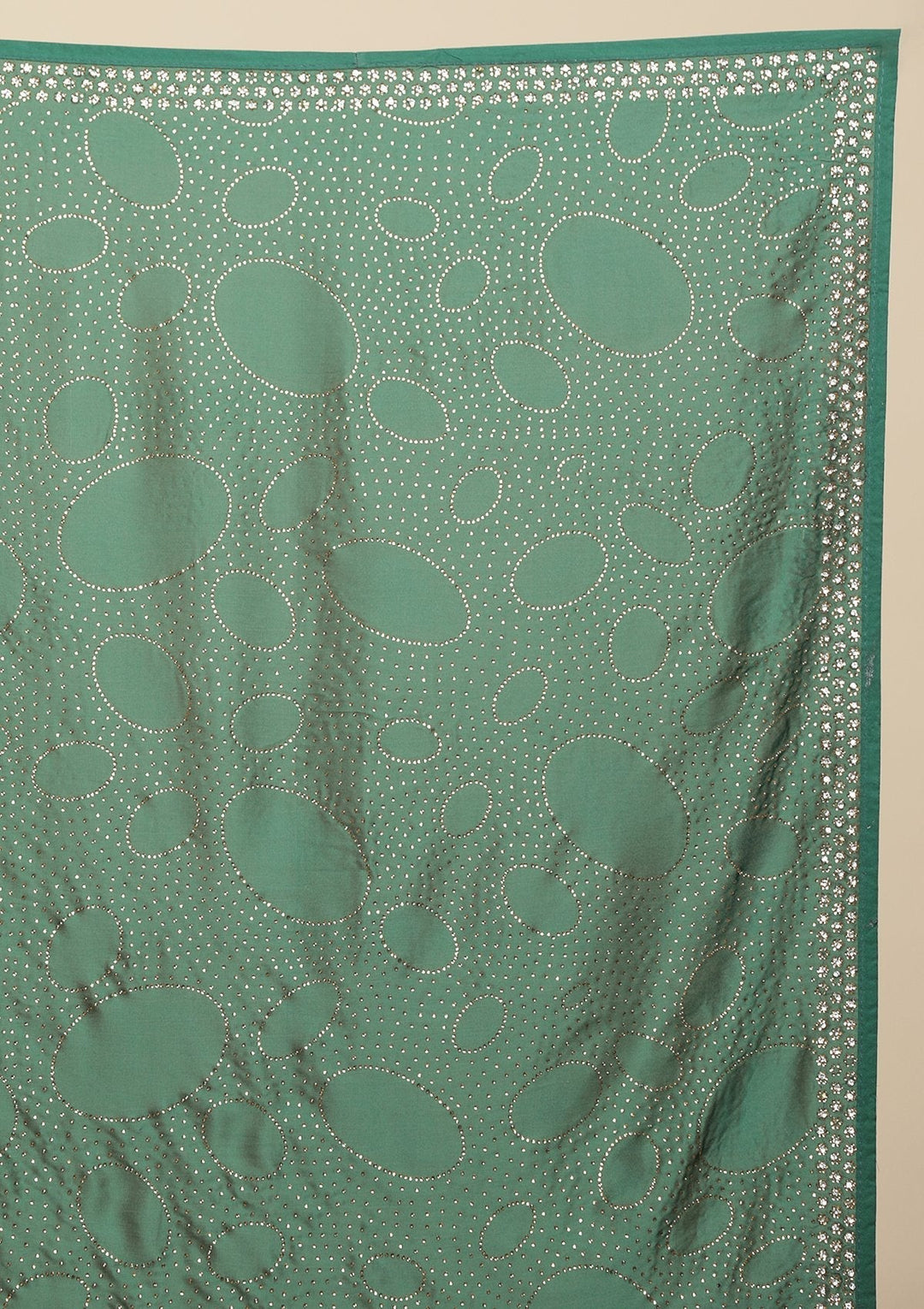 Leaf Green Swarovski  Satin Designer Saree - koskii