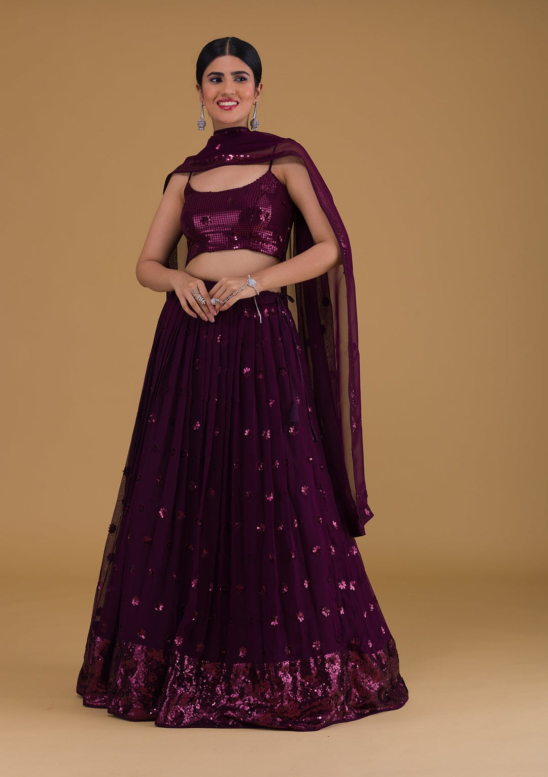 Wine Colour Lehenga