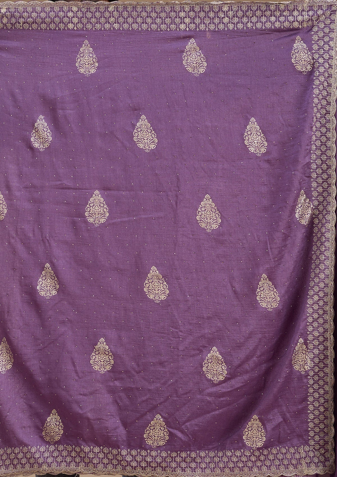 Lavender Zariwork (Gold) Soft Raw Silk Saree