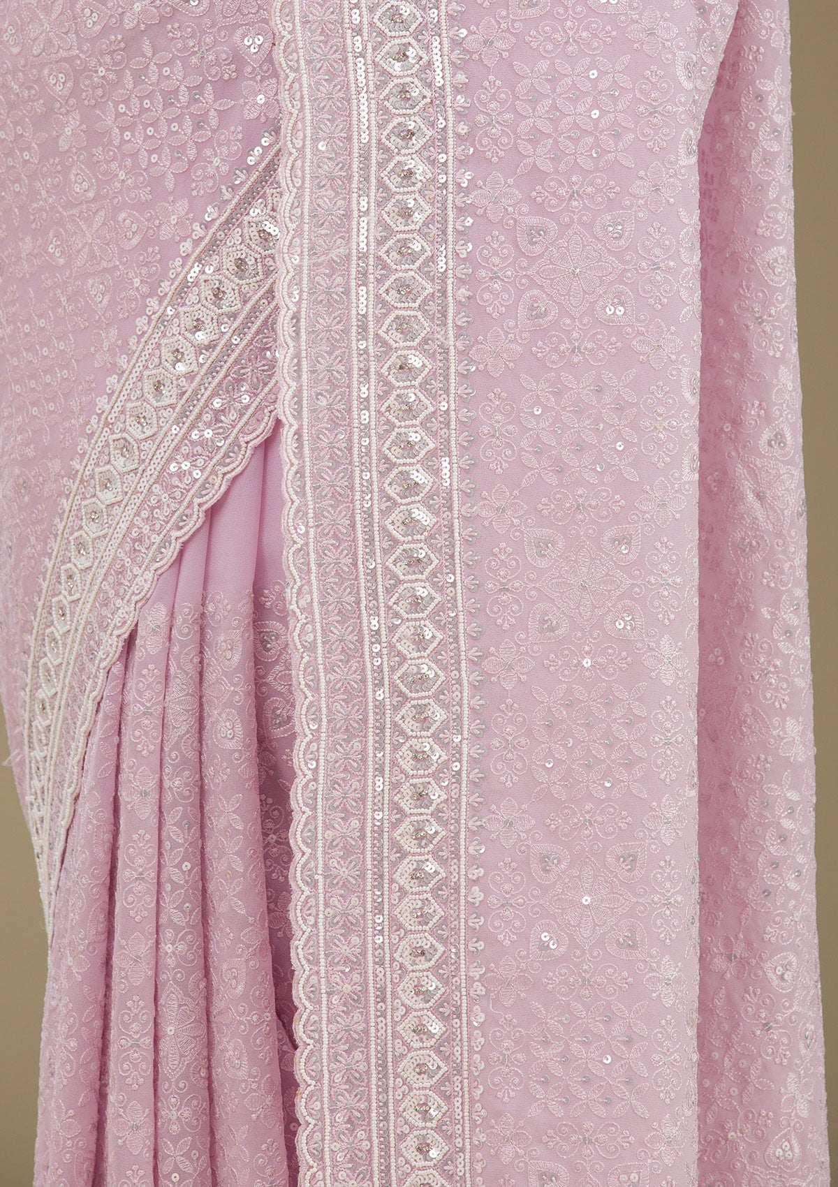 Lavender Sequins Georgette Saree-Koskii