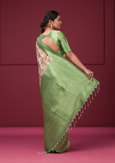 Pista Green Silver Stonework Georgette Saree-Koskii