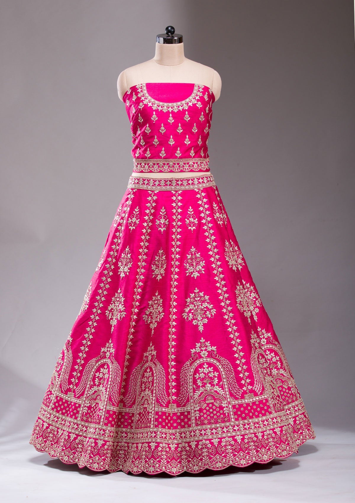 Rani Pink Cording Raw Silk Readymade Lehenga-koskii