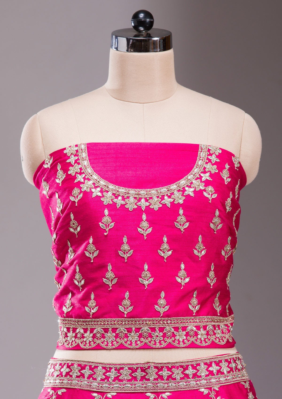 Rani Pink Cording Raw Silk Readymade Lehenga-koskii