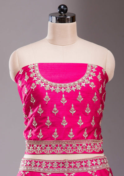Rani Pink Cording Raw Silk Readymade Lehenga-koskii