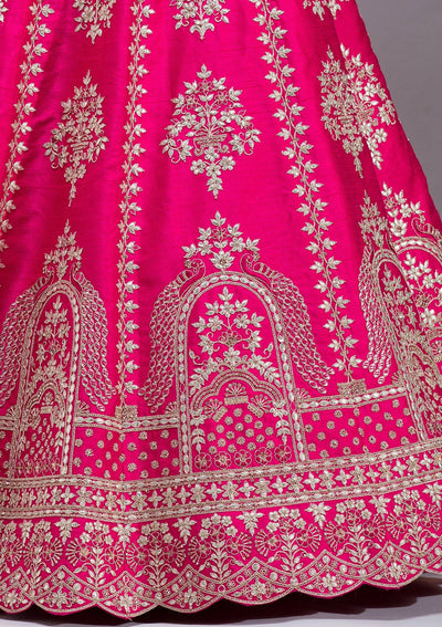 Rani Pink Cording Raw Silk Readymade Lehenga-koskii