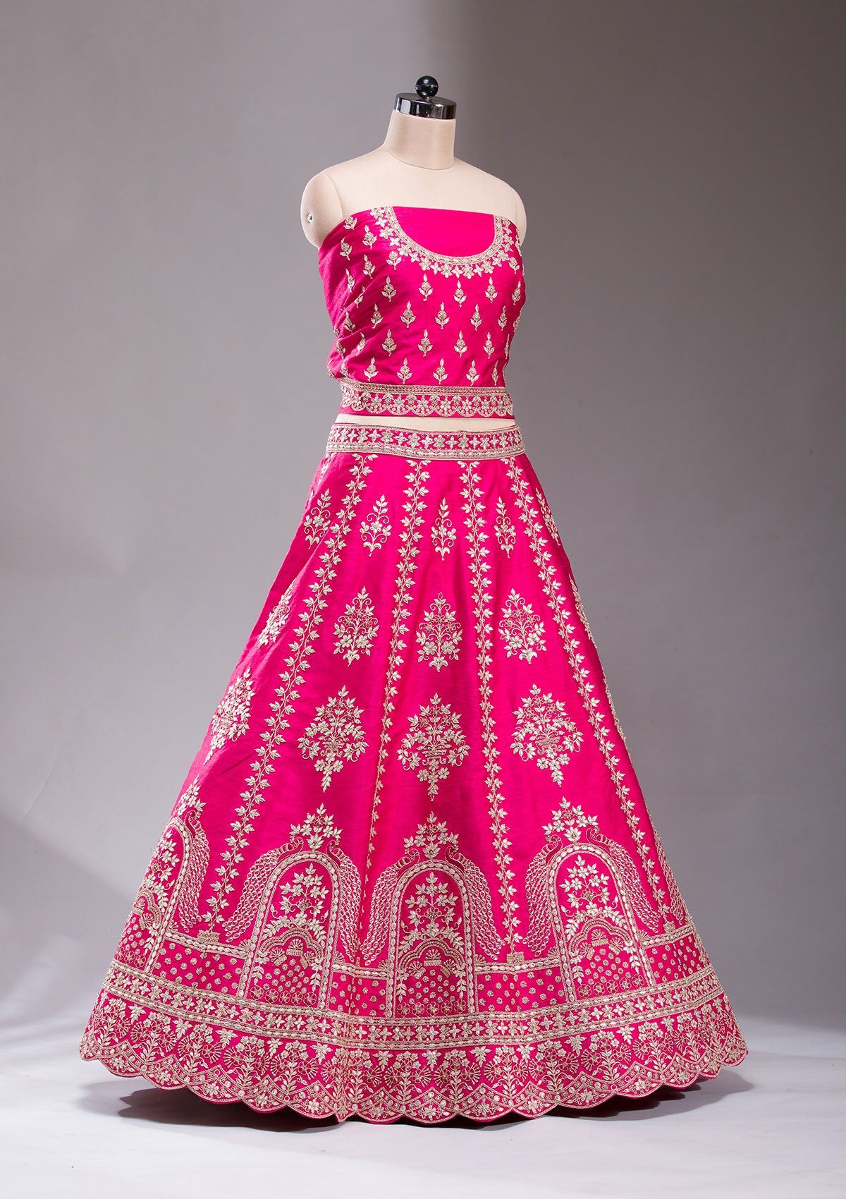 Rani Pink Cording Raw Silk Readymade Lehenga-koskii