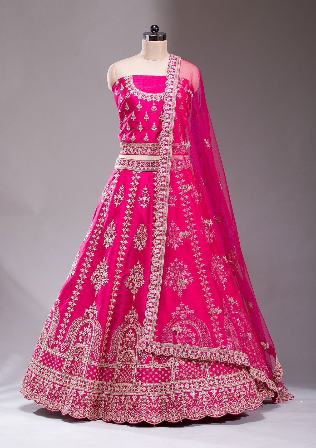 Rani Pink Cording Raw Silk Readymade Lehenga-koskii