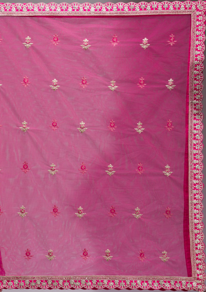 Rani Pink Cording Raw Silk Readymade Lehenga-koskii