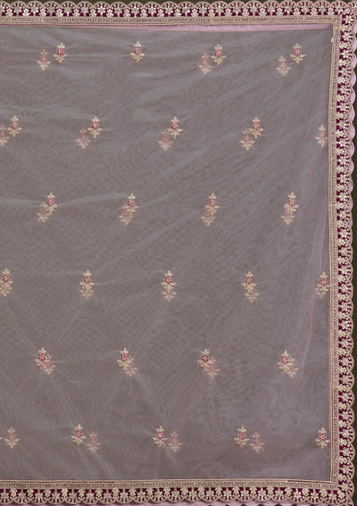 Wine Cording Raw Silk Readymade Lehenga-Koskii