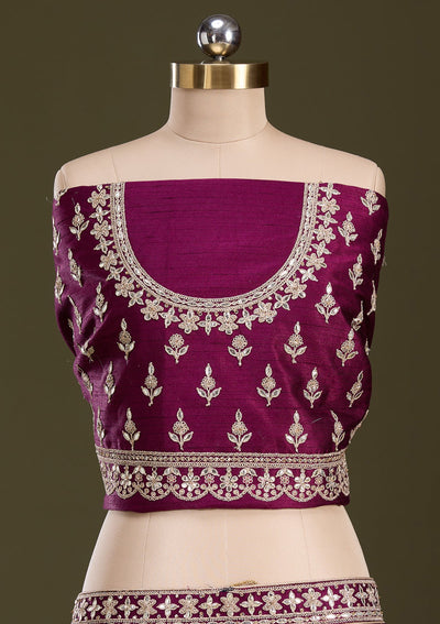 Wine Cording Raw Silk Readymade Lehenga-Koskii