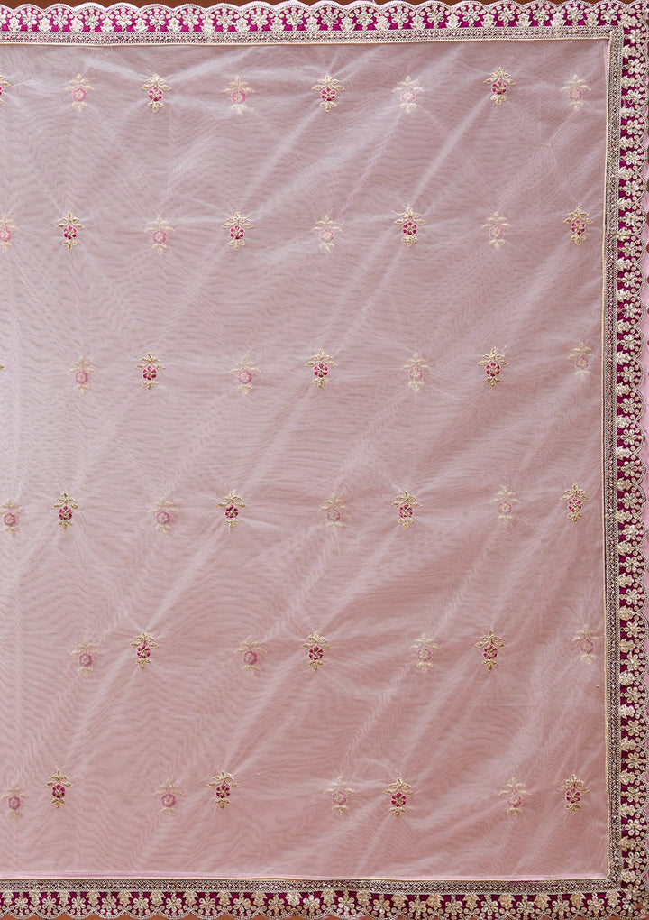 Wine Cording Raw Silk Semi-Stitched Lehenga_Koskii