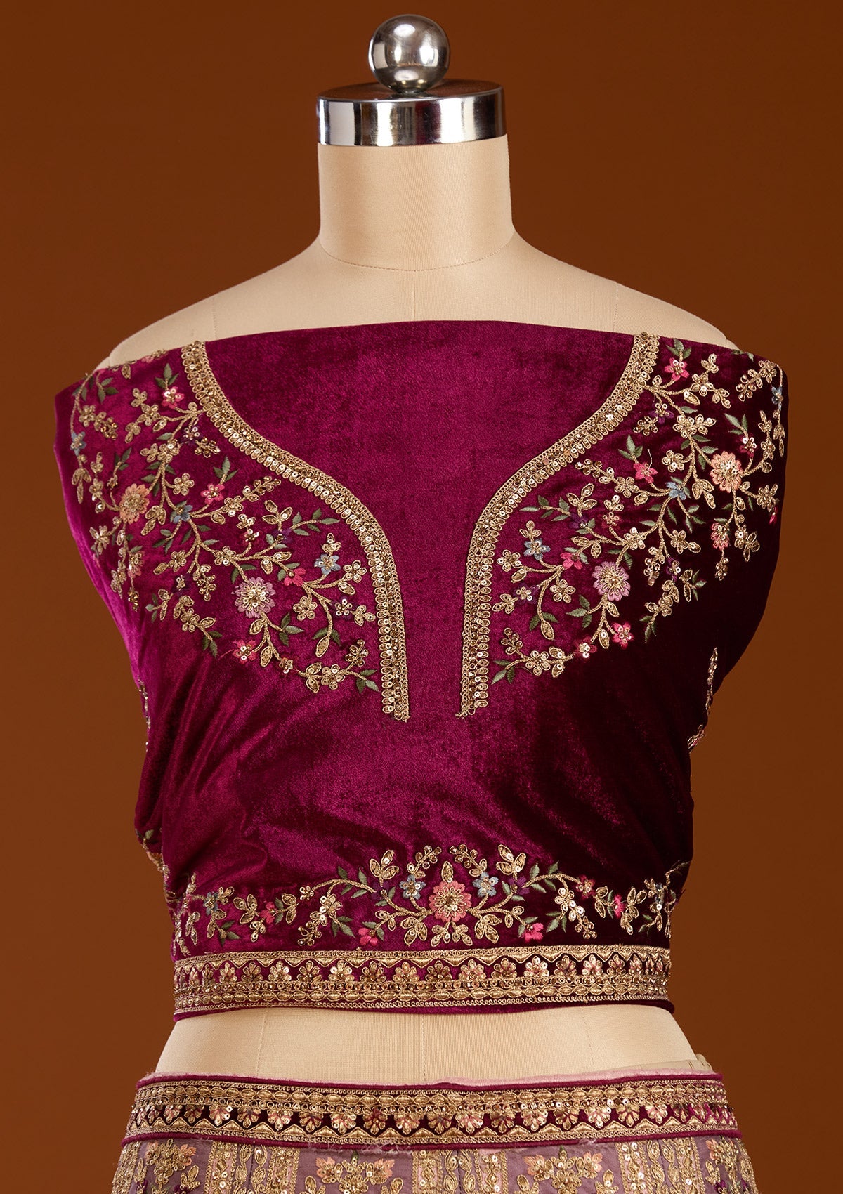 Pink Zariwork Net Semi-Stitched Lehenga-koskii
