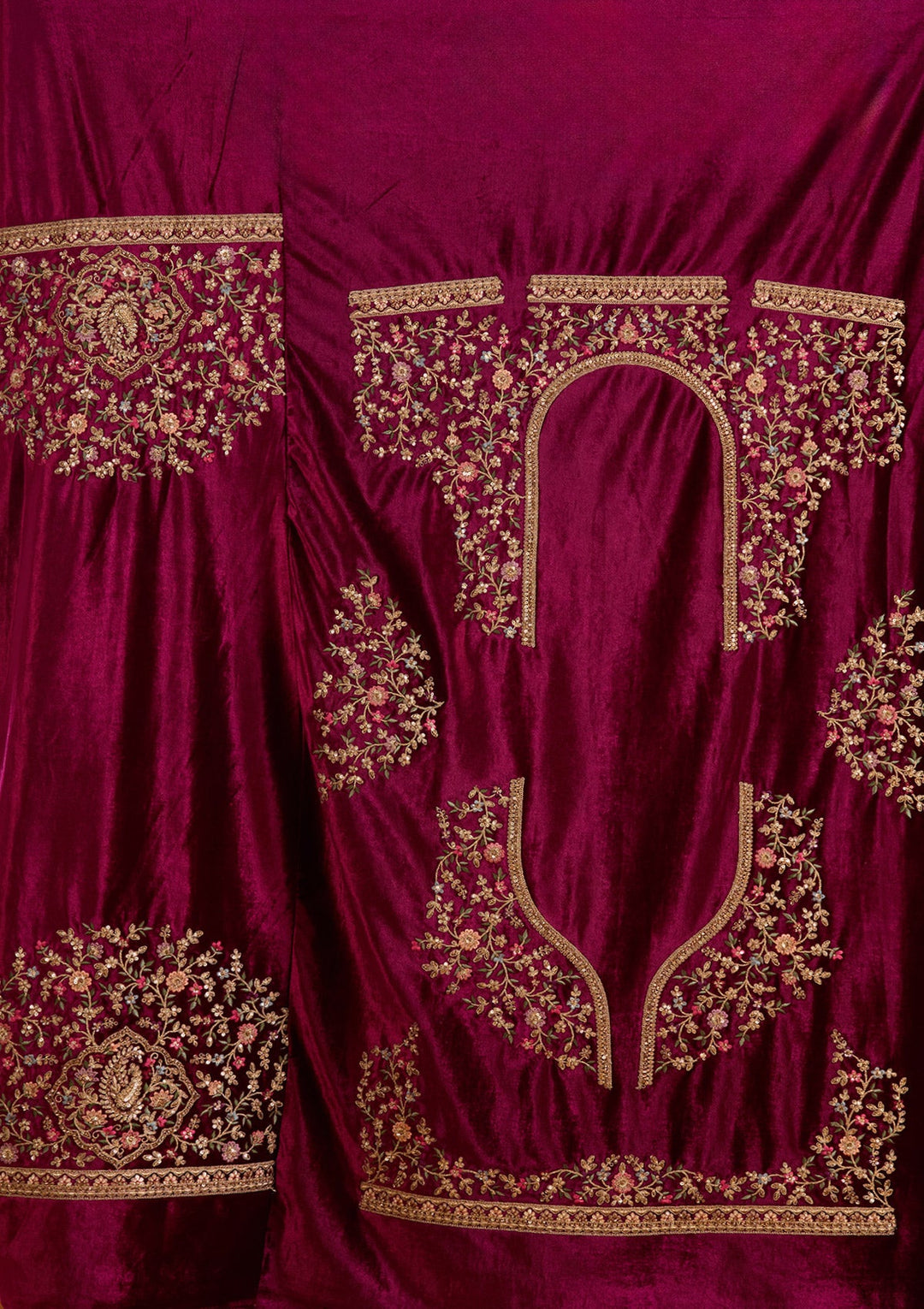 Pink Zariwork Net Semi-Stitched Lehenga-koskii