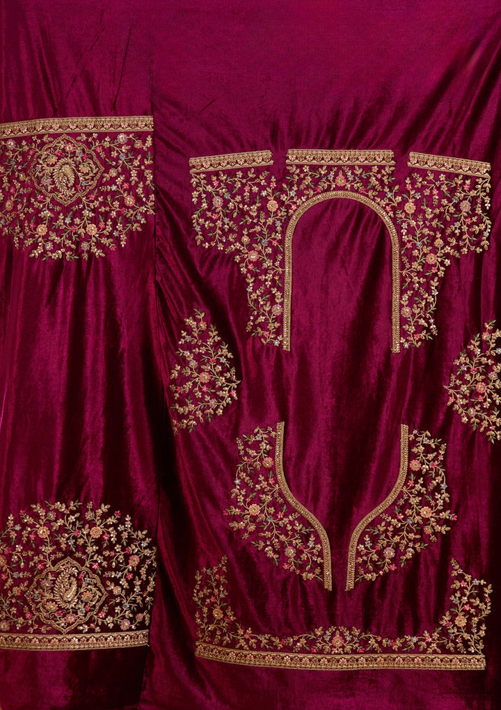 Pink Zariwork Net Semi-Stitched Lehenga-koskii