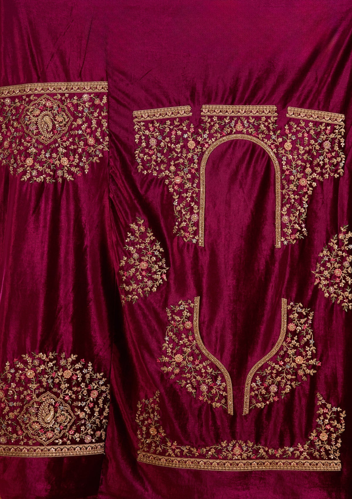 Pink Zariwork Net Semi-Stitched Lehenga-koskii