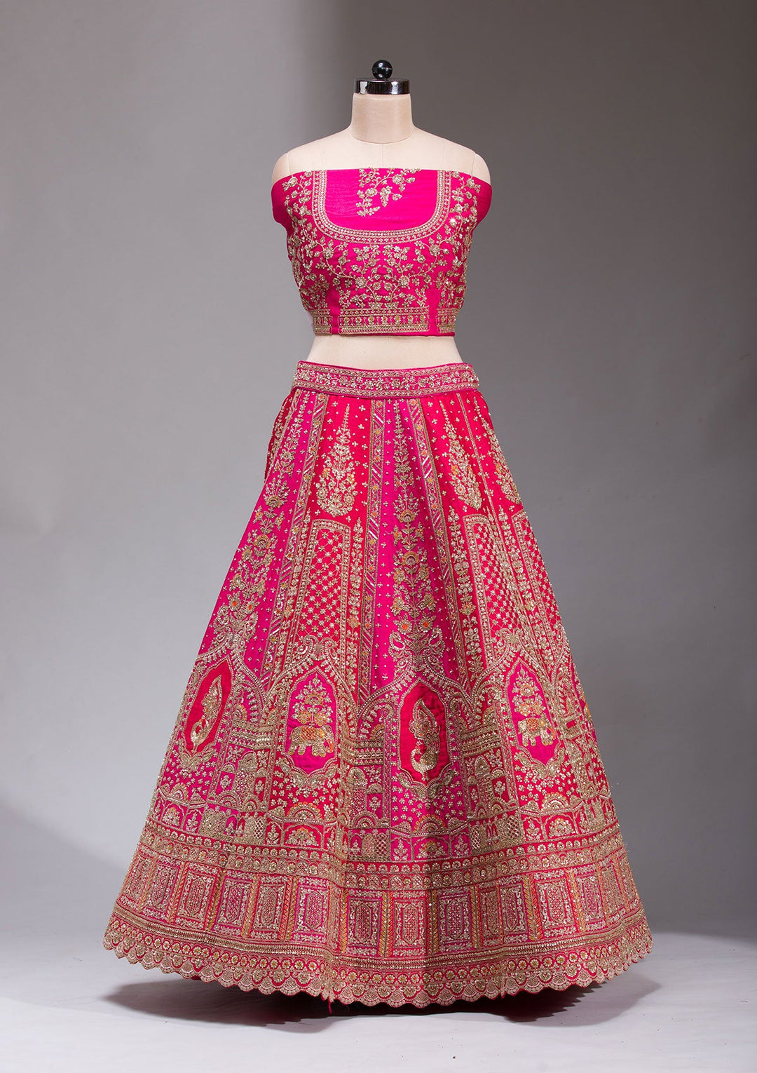 Rani Pink Zardosi Raw Silk Readymade Lehenga-koskii