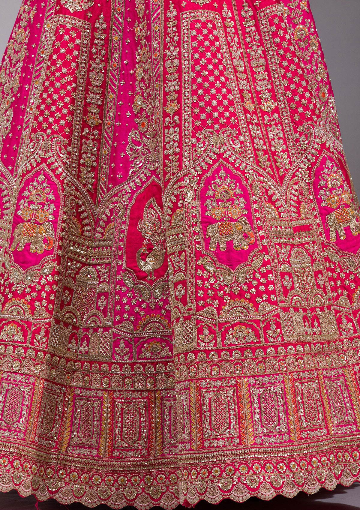 Rani Pink Zardosi Raw Silk Readymade Lehenga-koskii