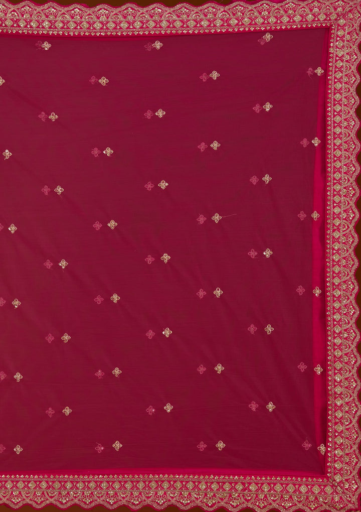 Rani Pink Zardosi Raw Silk Readymade Lehenga-koskii