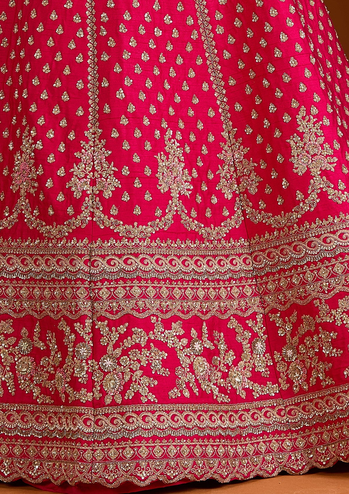Rani Pink Zardosi Raw Silk Readymade Lehenga-koskii