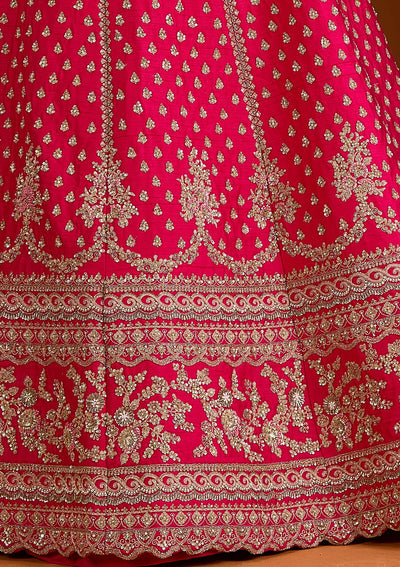 Rani Pink Zardosi Raw Silk Readymade Lehenga-koskii
