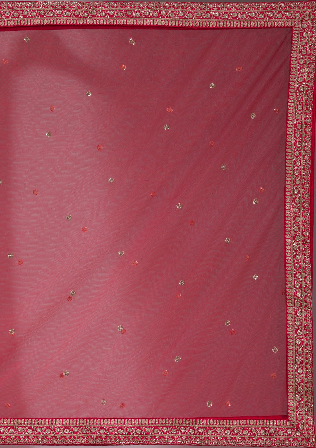 Red Zardosi Raw Silk Readymade Lehenga-koskii