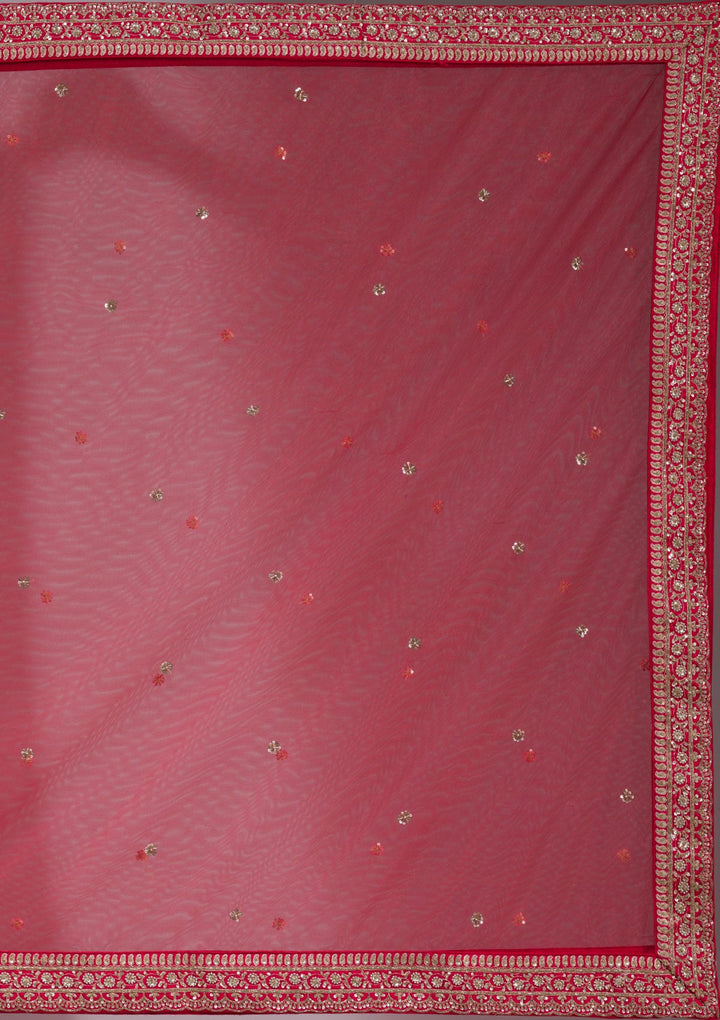 Red Zardosi Raw Silk Readymade Lehenga-koskii