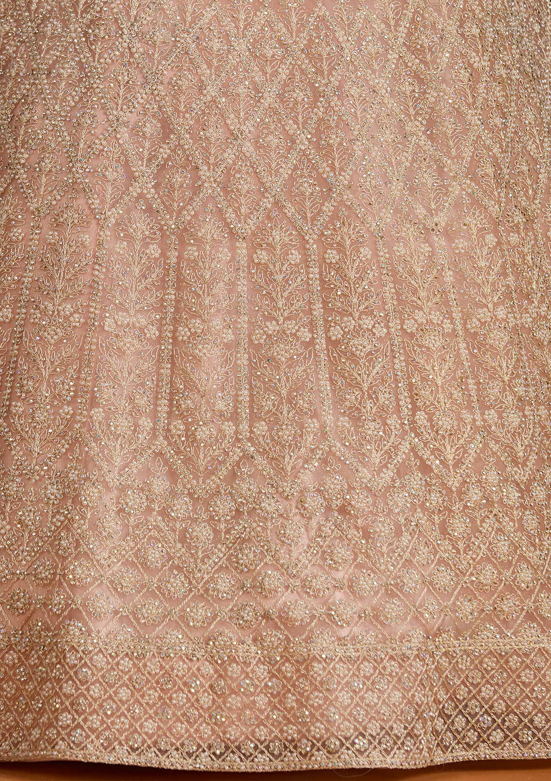 Baby Pink Silver Stonework Net Readymade Lehenga-koskii