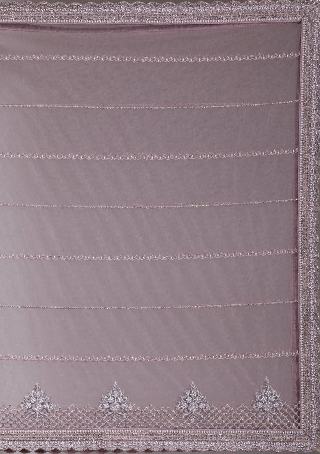 Mauve Silver Stonework Net Readymade Lehenga-koskii