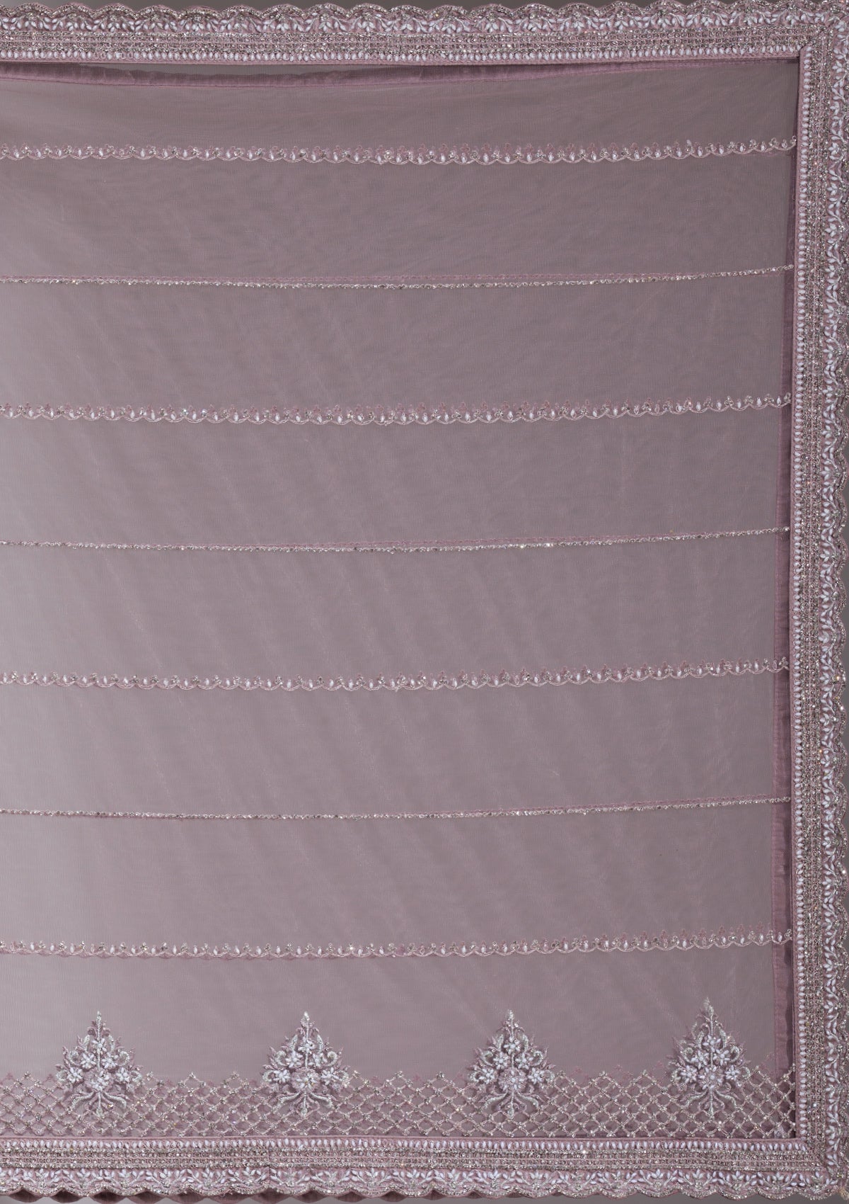 Mauve Silver Stonework Net Readymade Lehenga-koskii