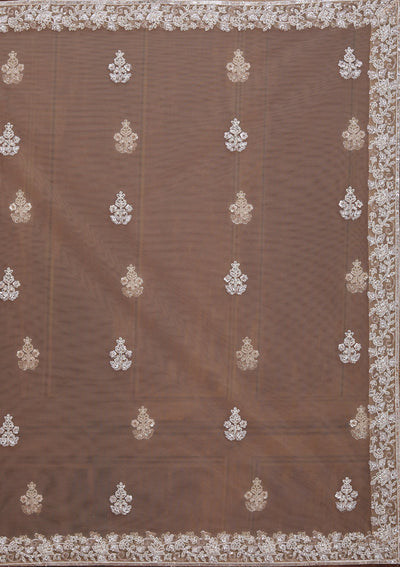 Beige Silver Zariwork Net Readymade Lehenga-Koskii