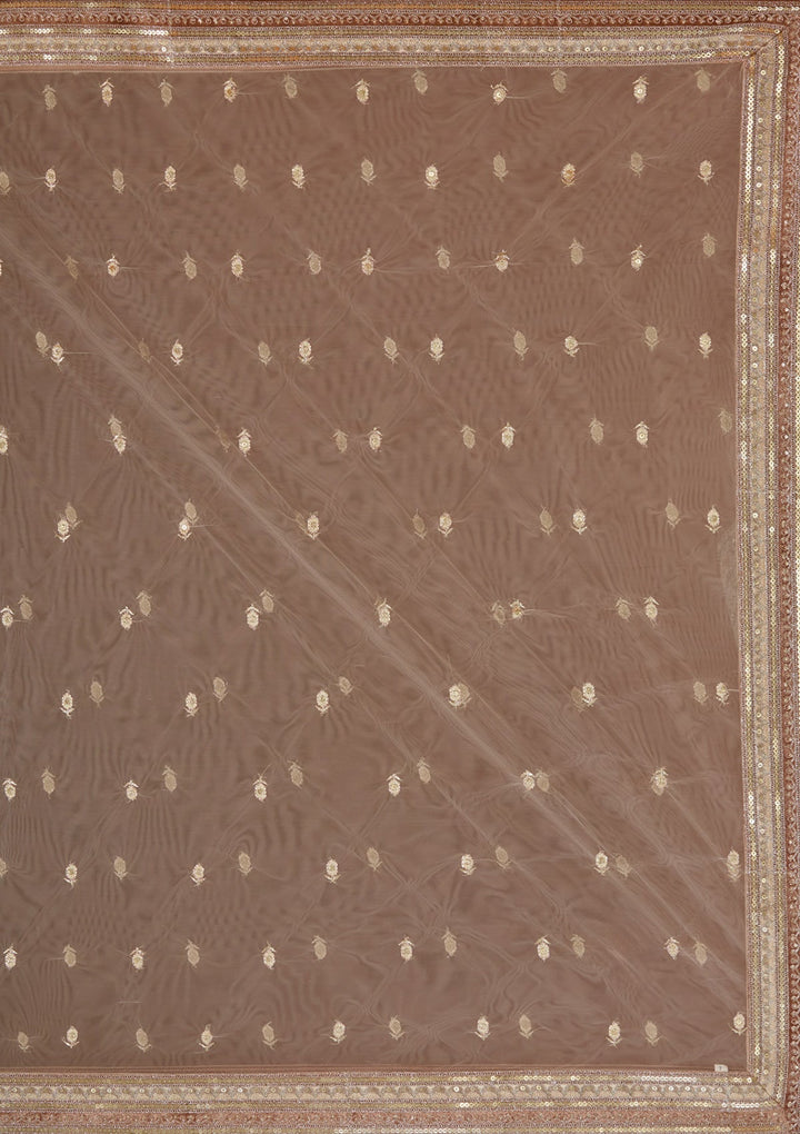 Beige Zariwork Net Readymade Lehenga-koskii