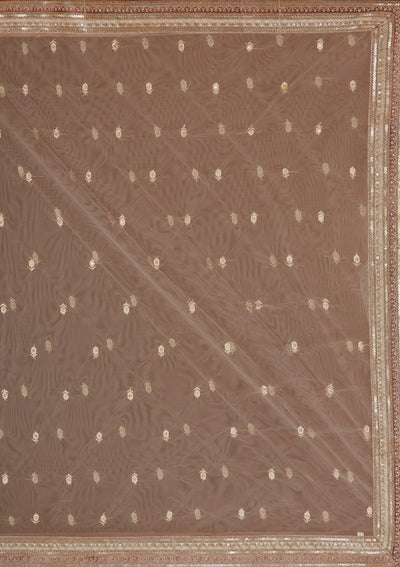 Beige Zariwork Net Readymade Lehenga-koskii