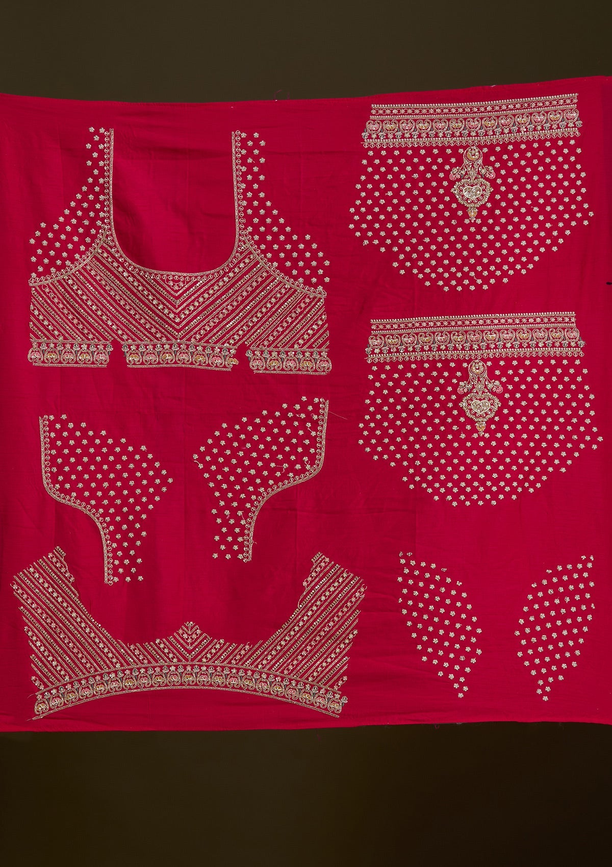 Rani Pink Zardosi Raw Silk Readymade Lehenga-Koskii