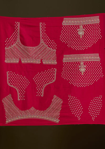 Rani Pink Zardosi Raw Silk Readymade Lehenga-Koskii