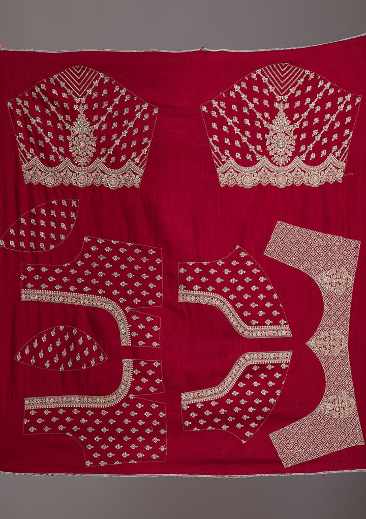 Maroon Zardosi Raw Silk Readymade Lehenga-Koskii