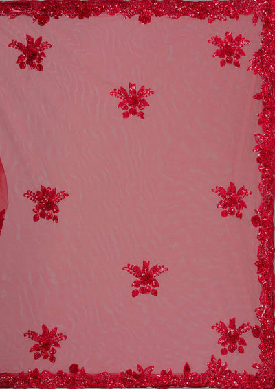 Red Sequins Net Readymade Lehenga-Koskii
