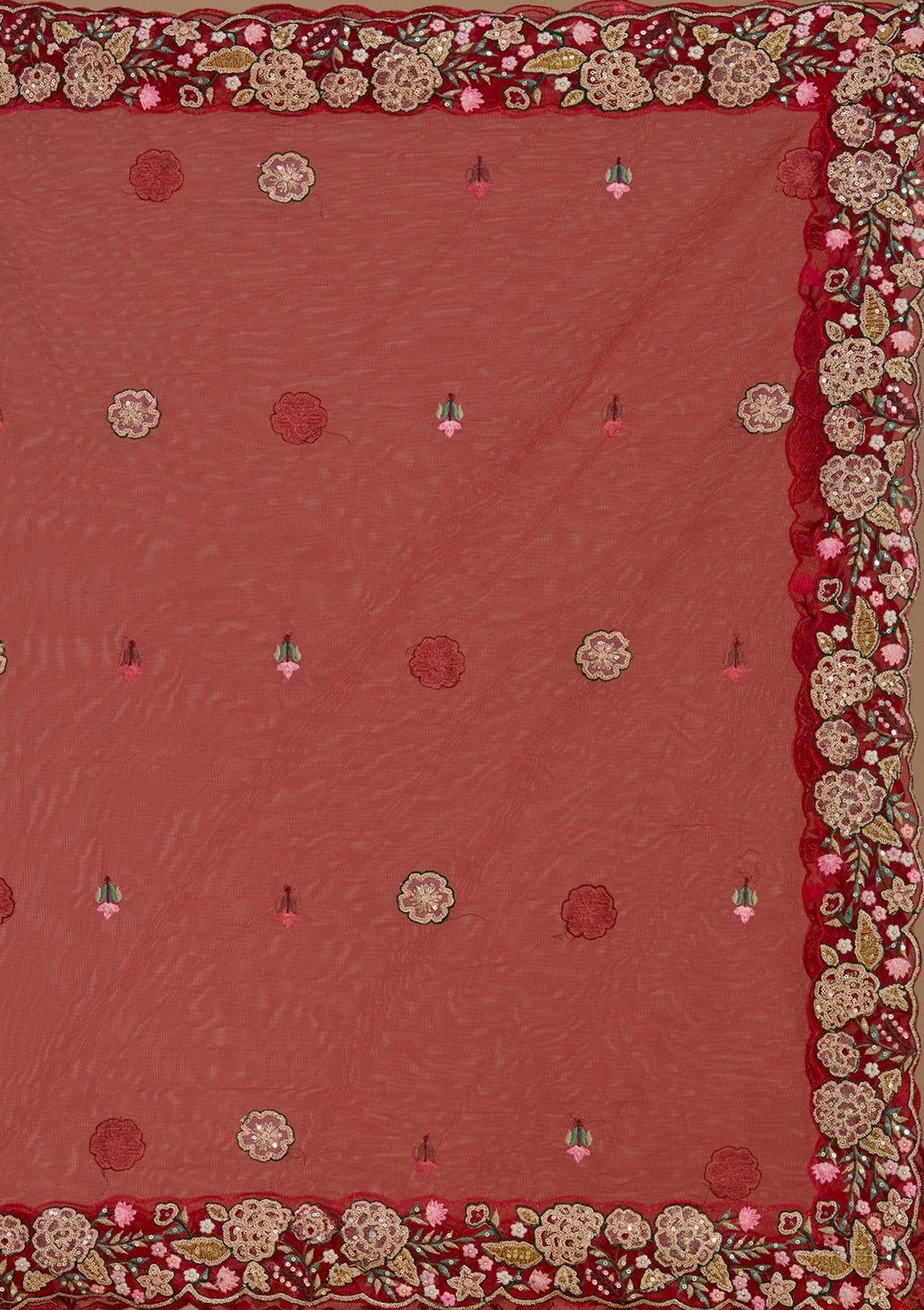 Rani Pink Threadwork Net Readymade Lehenga-koskii