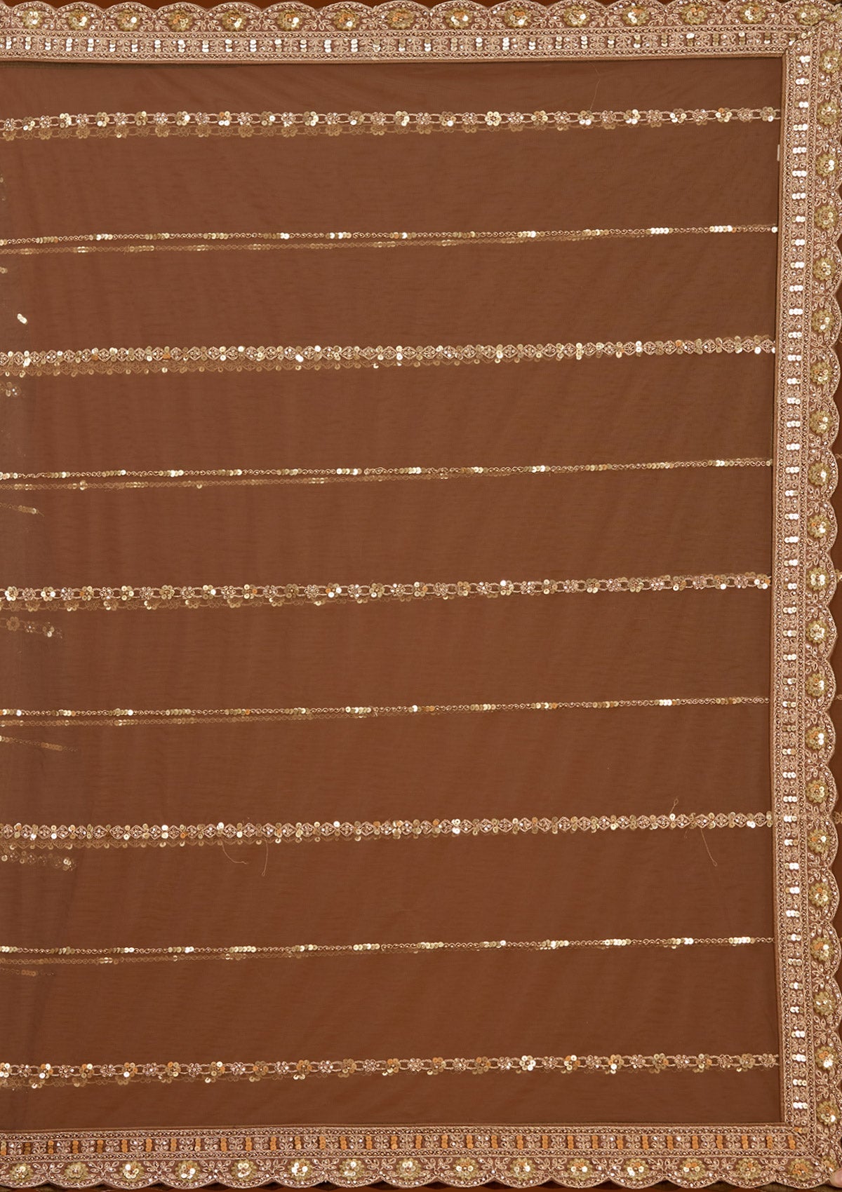 Light Brown Cording Net Readymade Lehenga-koskii