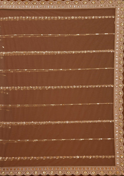 Light Brown Cording Net Readymade Lehenga-koskii