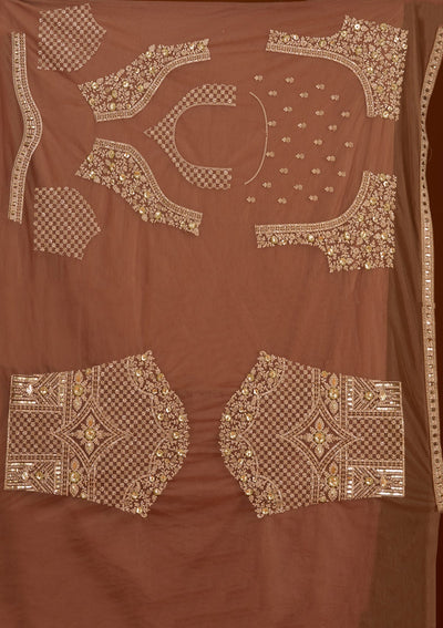 Light Brown Cording Net Readymade Lehenga-koskii