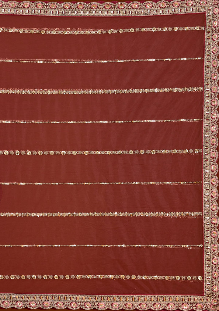 Maroon Cording Net Readymade Lehenga-koskii