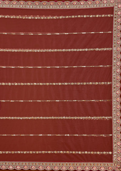 Maroon Cording Net Readymade Lehenga-koskii