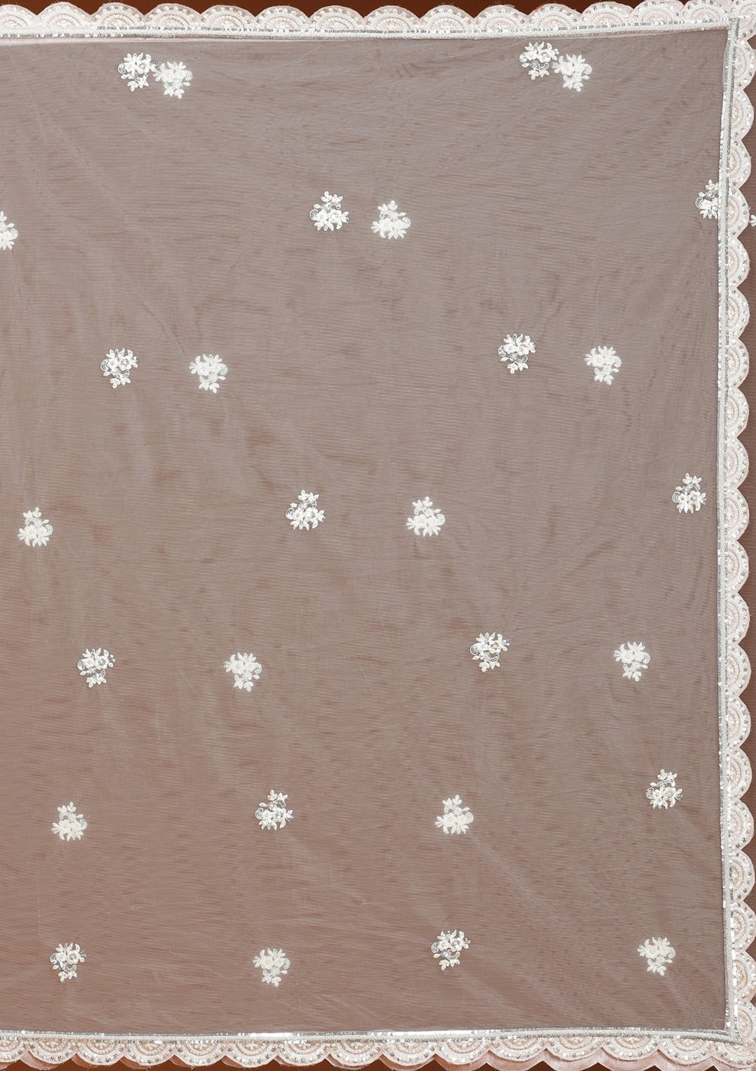 Peach Pearlwork Net Readymade Lehenga-koskii