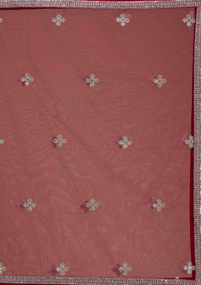 Red Silver Zariwork Raw Silk Readymade Lehenga-koskii