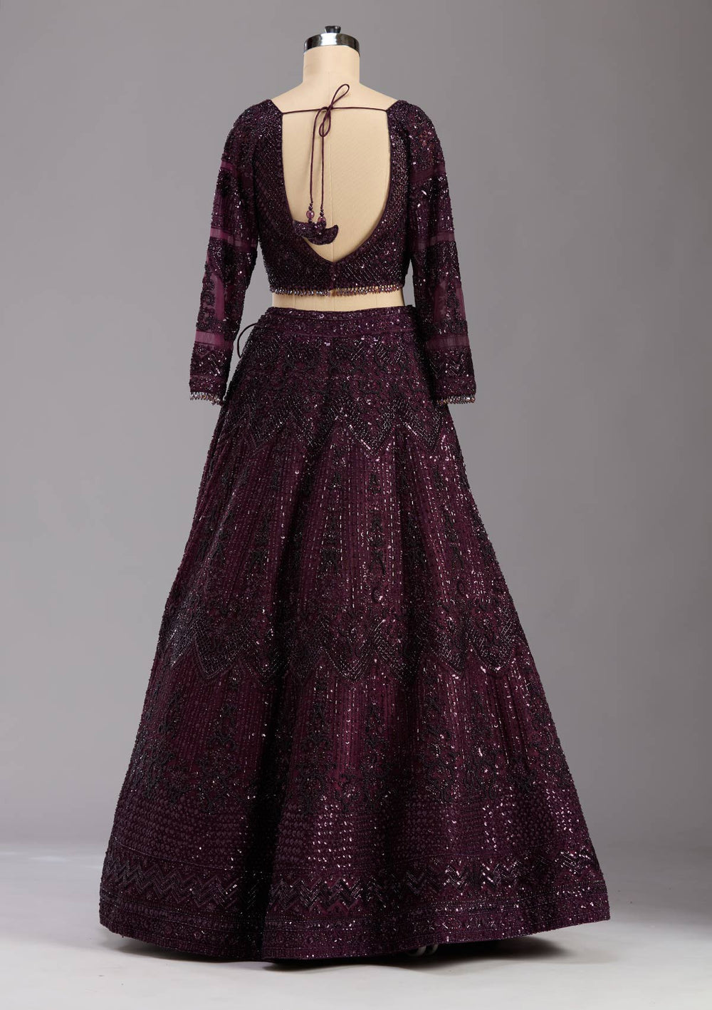 Wine Cutdana Net Readymade Lehenga-koskii