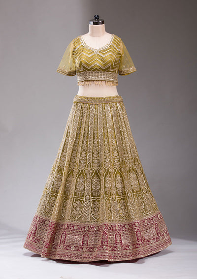 Mehendi Cording Net Readymade Lehenga-koskii